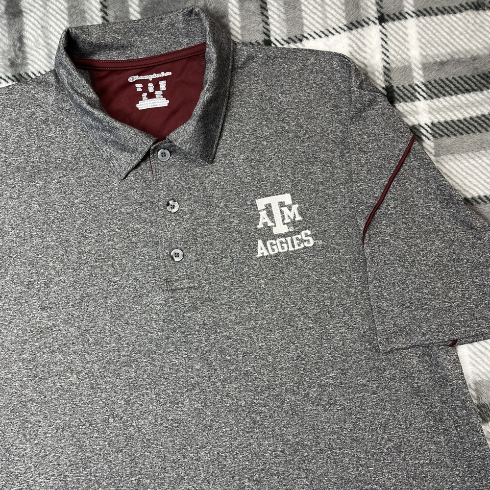 Texas A&M Aggies Polo Shirt Mens XL Heather Gray Athletic‎ Stretch Performance